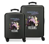 Disney Villains Unglaublich fabelhaftes Kofferset, Schwarz, 55/65 cm, starres ABS, seitliches Zahlenschloss, 56 l, 6 kg, 4 Doppelrollen, Handgepäck