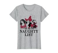 Disney Villains Weihnachten I'm On The Naughty List T-Shirt, Damen, Grau Meliert, S