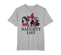 Disney Villains Weihnachten I'm On The Naughty List T-Shirt, Herren Große Größen, Grau Meliert, 2X Tall