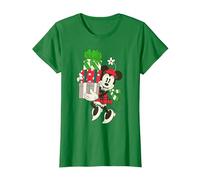 Disney Vintage Minnie Mouse Presents Holiday T-Shirt T-Shirt, Damen, Dunkelgrün, L