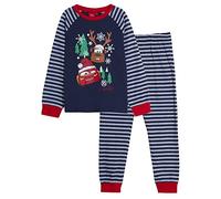 Disney Weihnachtspyjama für Jungen, Motiv: Lightning McQueen Mater, navy, 8 Jahre