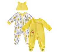 Disney Winnie Puuh Baby-Body, langärmelig, für Neugeborene und Kleinkinder, 2er-Pack, Gelb/Weiß, 6 Monate