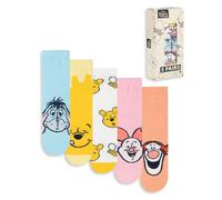 Disney Winnie Puuh Damen Wadensocken 5er-Set | Charakteraufdrucke mit Puuh, I-Aah, Ferkel und Tigger | Mehrfarbig Blau, Gelb, Weiß, Rosa, Orange Merch