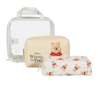 Disney Winnie Puuh Set aus 3 Reise Kosmetiktaschen, Verschiedene Größen, mit Reißverschluss, beige (Winnie the Pooh)