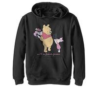 Disney Winnie The Pooh Friends Forever Boy's Hooded Pullover Fleece, Black, Small