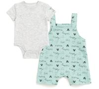 Disney Winnie the Pooh Mickey Mouse Minnie Mouse Baby-Body und kurzer Overall, Outfit-Set, Neugeborene bis Säuglinge, Mickey Mouse / Grün, 6-9 Monate