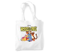 Disney Winnie The Pooh Pooh And Friends Retro Logo Wiederverwendbare Tragetasche für Einkauf & Reisen, Weiß