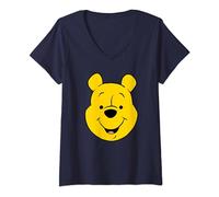 Disney Winnie The Pooh Pooh Bear Large Face T-Shirt mit V-Ausschnitt