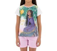 Disney Wish Pyjamas für Mädchen, 2 Teiliges Set Wunsch Design Asha Pyjama aus Weicher Baumwolle, T-Shirt und Shorts, Größe 6 Jahre | Lila