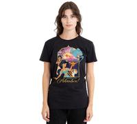 Disney Women's Aladdin Jasmine, Abu, Rajah, Genie Are Ready for Adventure Ladies, Black T-Shirt, M