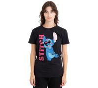 Disney Women's Lilo Stitch Covered in Kisses Ladies, Black T-Shirt, XL