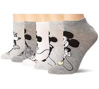 Disney Women's Mickey Mouse 5 Pack No Show, Grey Multi, Fits Sock Size 9-11 Fits Shoe Size 4-10.5
