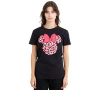 Disney Women's Minnie Mouse Valentine's Day Heart Ears Silhouette Ladies, Black T-Shirt, XXL