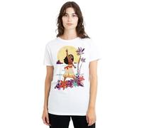 Disney Women's Moana Heart Sunset Ladies, White T-Shirt, L