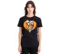 Disney Women's The Nightmare Before Christmas Jack Sally Heart Ladies, Black T-Shirt, M