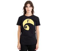 Disney Women's The Nightmare Before Christmas Jack Sally White Circle Ladies, Black T-Shirt, M