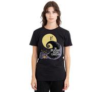 Disney Women's The Nightmare Before Christmas Moon Silhouette Ladies, Black T-Shirt, L
