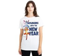 Disney Women's Winnie Pooh Bouncing Into The New Year Ladies, White T-Shirt, XXL