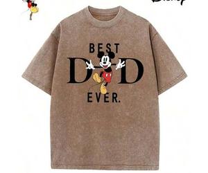 Disney's Best Dad Mickey Men's Summer T-Shirt, distressed finish, pure cotton fabric, comfortable and breathable, casual outdoor street style, crew ne
