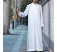 Disqoir - Ein einfarbiger, kleiner Stehkragen, lässiger Knopf-Halb-Cardigan, traditionelle muslimische Gebetsrobe für Männer