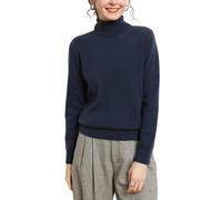 DISSA Damen Kaschmir Pullover Blau Rollkragen Langarm Strickpullover Damen Kaschmir Wolle Einfarbige Relaxed Dicker Pullover,EU 38,MZ2433