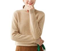 DISSA Damen Kaschmir Pullover Kamel Rollkragen Langarm Strickpullover Damen Kaschmir Wolle Einfarbige Relaxed Dicker Pullover,36,SH351