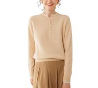 DISSA Damen Langarm Kaschmir Pullover Rundhals,EU 38-46 | Familientreffen,schwerer einfacher Strick,fallende Schultern,gerippter Saum,weicher Touch,luftiges Garn