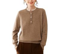 DISSA Damen Langarm Kaschmir Pullover Rundhals,EU 38-46 | Familientreffen,schwerer einfacher Strick,fallende Schultern,gerippter Saum,weicher Touch,luftiges Garn