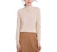 DISSA Damen Langarm Kaschmir Pullover Stehkragen,EU 34-42 | Freizeit Besuch,leichter einfacher Strick,ordentlicher Stehkragen,Raglan-Schnitt,weicher Touch,elastisches Garn