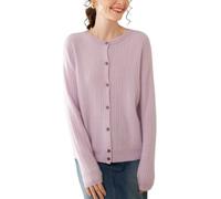 DISSA Damen Langarm Kaschmir Strickjacke Rundhals,EU 38-46 | Büro Schichtenlook,kompletter Zopfmuster-Strick,runde Knopfleiste,gerippte Besätze,plüsche Wärme,feste Nähte