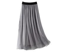 DISSA Damen Seidenrock Midi Elastischer Bund Uni,S2010 | 100% Seide,Plissierte Silhouette,fließender A-Linien-Saum,leichtes Gewebe,weicher Fall,wadenlang,für Stadtausflug