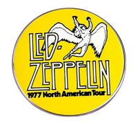 Distrigeek LED Zeppelin Pin Logo North American Tour 1977, rund, Metall, emailliert, für Herren und Damen, Emaille
