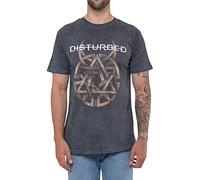 Disturbed T Shirt Riveted Band Logo Nue offiziell Herren Mineral Wash Charcoal