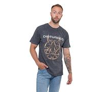 Disturbed T Shirt Riveted Band Logo Nue offiziell Herren Mineral Wash Charcoal