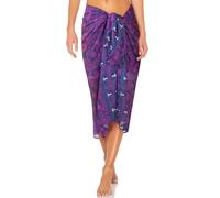 DiULi Strand Wickelrock Sarong, Damen Sarong Pareo Böhmen, Wickeltuch Bikini Cover Up mit Quasten, Wickelrock Groß für Strand Rock Swimsuit, Gedrucktes Muster Lila