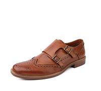 DIVCHI Klassische Anzugschuhe für Herren, Business, formelle Brogues, Derby-Schnürschuhe, Tan Buckle Strap Shoes, 44 EU