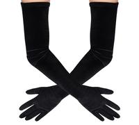 DIVINA VITAE Lange Samthandschuhe Damen Schwarz - Ellenbogenlang 1920er Opernhandschuhe Satin Braut Hochzeit Moderne Opernparty Abendessen