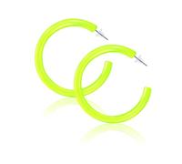 DIVINA VITAE Neon Ohrringe Damen Creolen 80er Jahre Ohrringe Vintage Bunte Neon Ohrstecker Mädchen Kunststoff Earrings Acryl Neon Große Creolen für 70er 80er 90er Party Kostümschmuck (Gelb)