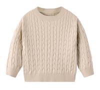 DivingBirds Strickpullover für Jungen, Stricken Sweater Kinder Langarmshirt Leichte Basic Sweater Einfarbig Rundhals Khaki für 6-7 Jahre