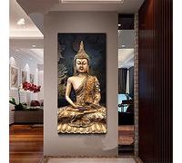 DIY 5D Diamant Painting Bilder Set, Round drill Buddha 50x150cm DIY Diamant Malerei Set Vollbohrer Strass Stickerei Kreuzstich Arts Craft Diamant Gemälde Wall/Eingang/Büro Dekorationen (20x60in)