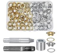 DIY Grommet Werkzeug Kit 12 mm, 100 Hohlnieten Metall Ösen Set, Nietenzange Ösenwerkzeug mit Aufbewahrungsbox und 3Tlg Werkzeugset für Planen, Kleidung, Stoff, Leder, Markisen, Schuhe, Zelt, Leinwand