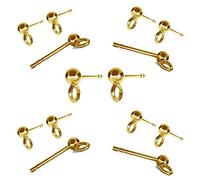 DIY925 5 Paar Ohrstecker 925 Sterling Silber 24K vergoldet mit 3mm Kugel Ohrschmuck Rohling für die Schmuckherstellung DIY