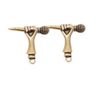 DIYEAH 2 Stück Mikrofon Anhänger Schlüsselanhänger aus Messing Kreative DIY Anhänger mit Handgehaltenem Mikrofon design Goldfarbene Schlüsselanhänger Deko für Rucksack und Handtasche