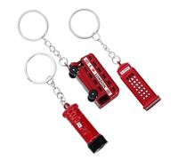 DIYEAH 3 Stück London Souvenir Schlüsselanhänger Doppeldeckerbus Telefonzelle Briefkasten Britische Ikonen Schlüsselringe Reise Andenken Geschenk für Freunde und Reisende