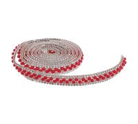 DIYEAH 4 Stück Selbstklebendes Strassbesatzband mit 3mm Roten Perlen und Kristallen Abs Material 91cm Rolle für Selbstgemacht Bastelarbeiten und Partydekorationen