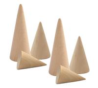 DIYEAH 6 Stück Holzringkegel Schmuckständer aus Nachhaltigem Holz Modern Eleganter Konischer Ringhalter für Schmuckgeschäft und Kleine Einzelhandelsflächen