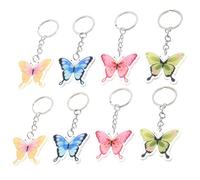 DIYEAH 8 Stück Schmetterlings Schlüsselanhänger aus Acryl Bunte Cartoon Schlüsselringe für Damen Niedliche Taschen und Schlüsselanhänger Geschenkidee