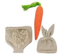 DIYEAH Neugeborenen Fotoshooting Outfit Satz Hasen Strickmütze mit Ohren und Hose aus Hautfreundlicher Wolle für Mädchen Jungen Requisiten Fotografie