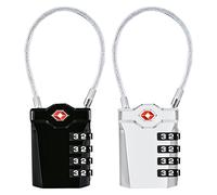 Diyife TSA Gepäckschlösser [2 Stück] 4-Stellige Kombination Sicherheitsschloss Reiseschloss, Mit 14 cm Flexiblem Kabel Für Koffer Gepäck Rucksack Schul oder Gym Kabinett, usw. (Schwarz+Silber)