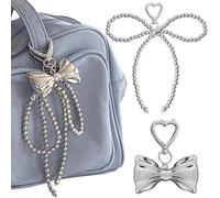 Diyxisk Zwei Taschen Anhänger Schleifenförmige Bag Charms Hellsilberne Taschenanhänger Silber Anhänger Können Als Handy-Charms, Taschenanhänger Oder Handtaschenanhänger Verwendet Werden